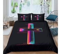 TZOVPCDFA Cross 3D Printing Duvet Covers Bedding Jesus Christ Microfiber Match with Pillowcase Hidden Zipper Children Teenagers King(220x240cm)
