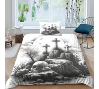 TZOVPCDFA Cross 3D Printing Duvet Covers Bedding Jesus Christ Microfiber Match with Pillowcase Hidden Zipper for Kids Single(135x200cm)