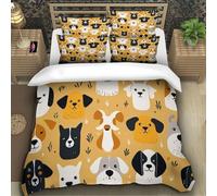 TZOVPCDFA Cute Dogs 3D Printing Duvet Covers Bedding Cartoon Animals Microfiber Match with Pillowcase Hidden Zipper Children Teenagers Super King(260x220cm)