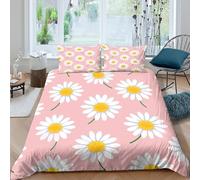 TZOVPCDFA Daisy 3D Printing Duvet Covers Bedding Set Cute Pattern Microfiber And Pillowcase Hidden Zipper Children Teenagers Double(200x200cm)