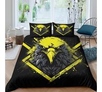 TZOVPCDFA Eagle 3D Printing Duvet Cover Set Bedding Set The Pattern of Raptors Microfibre Soft Match with Pillowcase Hidden Zipper for Kids King（220x240cm）