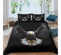 TZOVPCDFA Eagle 3D Printing Duvet Cover Set Bedding The Pattern of Raptors Microfiber Pillowcases Hidden Zipper Children Teenagers King（220x240cm）