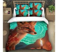 TZOVPCDFA Fennec Fox 3D Printing Duvet Cover Set Bedding Set Wildlife Microfiber Pillowcases Hidden Zipper for Kids Single(140x200cm)