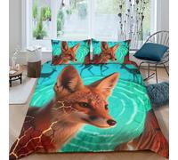 TZOVPCDFA Fennec Fox 3D Printing Duvet Covers Bedding Set Wildlife Microfiber Pillowcases Hidden Zipper for Kids King(220x240cm)