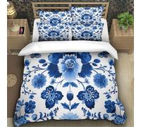 TZOVPCDFA Flower 3D Printing Duvet Cover Set Bedding Retro Style Microfibre Soft Match with Pillowcase Hidden Zipper Children Teenagers Super King(260x220cm)