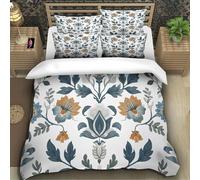 TZOVPCDFA Flower 3D Printing Duvet Cover Set Bedding Set Retro Style Microfibre Soft Pillowcases Hidden Zipper for Kids Super King(260x220cm)