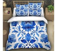 TZOVPCDFA Flower 3D Printing Duvet Covers Bedding Retro Style Microfiber Pillowcases Hidden Zipper Children Teenagers Super King(260x220cm)
