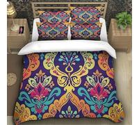 TZOVPCDFA Flower 3D Printing Duvet Covers Bedding Retro Style Microfibre Soft Match with Pillowcase Hidden Zipper for Kids Super King(260x220cm)