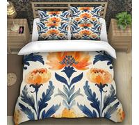 TZOVPCDFA Flower 3D Printing Duvet Covers Bedding Set Retro Style Microfiber Pillowcases Hidden Zipper for Kids Super King(260x220cm)