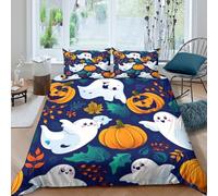 TZOVPCDFA Ghost 3D Printing Duvet Cover Set Bedding Halloween Microfiber Pillowcases Hidden Zipper Children Teenagers King（220x240cm）