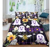 TZOVPCDFA Ghost 3D Printing Duvet Cover Set Bedding Halloween Microfiber Pillowcases Hidden Zipper for Kids Double（200x200cm）
