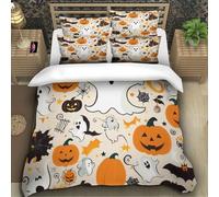 TZOVPCDFA Ghost 3D Printing Duvet Covers Bedding Halloween Microfiber Match with Pillowcase Hidden Zipper for Kids Super King（260x220cm）