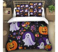 TZOVPCDFA Ghost 3D Printing Duvet Covers Bedding Halloween Microfiber Pillowcases Hidden Zipper for Kids Super King（260x220cm）