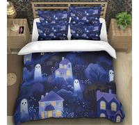TZOVPCDFA Halloween 3D Printing Duvet Cover Set Bedding Set Ghosts And Monsters Microfiber And Pillowcase Hidden Zipper Children Teenagers Single(140x200cm)