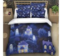 TZOVPCDFA Halloween 3D Printing Duvet Covers Bedding Ghosts And Monsters Microfiber Match with Pillowcase Hidden Zipper for Kids Super King(260x220cm)