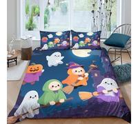 TZOVPCDFA Halloween 3D Printing Duvet Covers Bedding Set Ghost Microfiber Pillowcases Hidden Zipper Children Teenagers King（220x240cm）