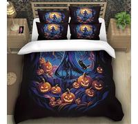 TZOVPCDFA Halloween 3D Printing Duvet Covers Bedding Set Witch Microfibre Soft And Pillowcase Hidden Zipper Children Teenagers Super King(260x220cm)