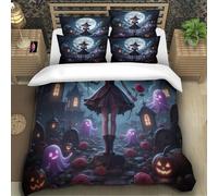 TZOVPCDFA Halloween 3D Printing Duvet Covers Bedding Witch Microfibre Soft Match with Pillowcase Hidden Zipper Children Teenagers Single(140x200cm)