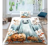 TZOVPCDFA Halloween Ghosts And Monsters 3D Printing Duvet Cover Set Bedding Cartoon Style Pattern Microfibre Soft Pillowcases Hidden Zipper for Kids Single(135x200cm)