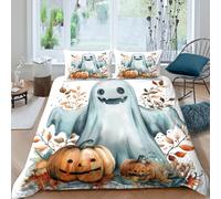 TZOVPCDFA Halloween Ghosts And Monsters 3D Printing Duvet Cover Set Bedding Set Cartoon Style Pattern Microfibre Soft And Pillowcase Hidden Zipper for Kids Double(200x200cm)