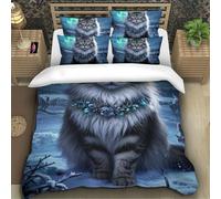 TZOVPCDFA Norwegian Forest Cat 3D Printing Duvet Cover Bedding Set Aurora Microfiber And Pillowcase Hidden Zipper Children Teenagers Single(140x200cm)