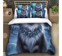 TZOVPCDFA Norwegian Forest Cat 3D Printing Duvet Cover Set Bedding Aurora Microfiber And Pillowcase Hidden Zipper for Kids Super King(260x220cm)