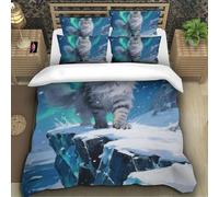 TZOVPCDFA Norwegian Forest Cat 3D Printing Duvet Cover Set Bedding Set Aurora Microfiber And Pillowcase Hidden Zipper for Kids Single（140x200cm）