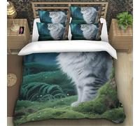 TZOVPCDFA Norwegian Forest Cat 3D Printing Duvet Covers Bedding Aurora Microfibre Soft Match with Pillowcase Hidden Zipper Children Teenagers Single(140x200cm)