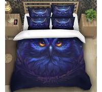 TZOVPCDFA Owl 3D Printing Duvet Cover Set Bedding Set The Pattern of Raptors Microfiber And Pillowcase Hidden Zipper for Kids Super King（260x220cm）