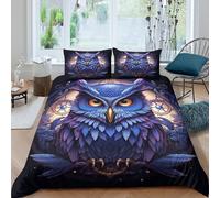 TZOVPCDFA Owl 3D Printing Duvet Covers Bedding The Pattern of Raptors Microfibre Soft And Pillowcase Hidden Zipper Children Teenagers King（220x240cm）
