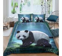 TZOVPCDFA Panda 3D Printing Duvet Cover Set Bedding Set Wildlife Microfiber Match with Pillowcase Hidden Zipper for Kids Double(200x200cm)