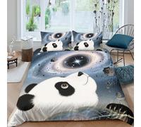 TZOVPCDFA Panda 3D Printing Duvet Covers Bedding Set Cute Animals Microfibre Soft And Pillowcase Hidden Zipper Children Teenagers Double(200x200cm)