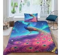 TZOVPCDFA Peacock 3D Printing Duvet Covers Bedding Set Cool And Beautiful Bird Microfiber And Pillowcase Hidden Zipper Children Teenagers Single(135x200cm)