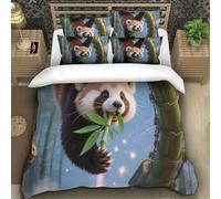 TZOVPCDFA Red Panda 3D Printing Duvet Covers Bedding Set Cute Animals Microfiber Match with Pillowcase Hidden Zipper for Kids Super King(260x220cm)