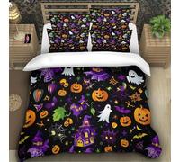 TZOVPCDFA WITCH HAT 3D Printing Duvet Cover Set Bedding Set Halloween Microfibre Soft And Pillowcase Hidden Zipper for Kids Super King(260x220cm)