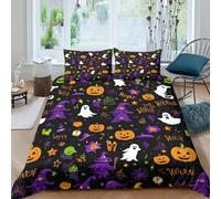 TZOVPCDFA WITCH HAT 3D Printing Duvet Covers Bedding Halloween Microfiber And Pillowcase Hidden Zipper for Kids Double(200x200cm)
