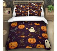 TZOVPCDFA WITCH HAT 3D Printing Duvet Covers Bedding Halloween Microfiber Pillowcases Hidden Zipper Children Teenagers Single(140x200cm)