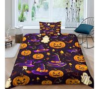 TZOVPCDFA WITCH HAT 3D Printing Duvet Covers Bedding Set Halloween Microfibre Soft Match with Pillowcase Hidden Zipper for Kids Single(135x200cm)