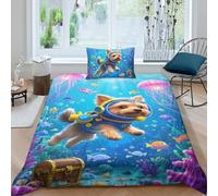 TZOVPCDFA Yorkshire Terrier 3D Printing Duvet Cover Bedding Set Cute Animals Microfiber And Pillowcase Hidden Zipper Children Teenagers Single（135x200cm）