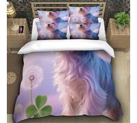 TZOVPCDFA Yorkshire Terrier Puppy 3D Printing Duvet Cover Set Bedding Set Cute Animals Microfiber And Pillowcase Hidden Zipper Children Teenagers Super King（260x220cm）