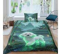 TZOVPCDFA Yorkshire Terrier Puppy 3D Printing Duvet Covers Bedding Cute Animals Microfiber And Pillowcase Hidden Zipper Children Teenagers Single（135x200cm）