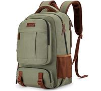 Tzowla Canvas Laptop Backpack Mens Womens,Vintage Travel Work Hiking Backpacks,School College Rucksack Fits 17.3 Inch Computer,Bookbag with USB Charging Port-Green