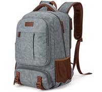 Tzowla Canvas Laptop Backpack Mens Womens,Vintage Travel Work Hiking Backpacks,School College Rucksack Fits 15.6 Inch Computer,Bookbag with USB Charging Port-Light Grey