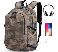 Tzowla Laptop Travel Backpack Mens Womens Water Resistant Anti-Theft Bag with USB Charging Port and Lock 15.6 Inch Computer Business Backpacks for School Work College Gift,Casual Daypack-YellowCamo