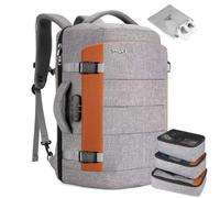 Tzowla Travel Laptop Backpack Cabin Size 40L Mens Womens, Carry on Large Capacity Anti Theft Backpacks for Travelling with USB Charging Port,Business Causal Daypack Bag Fits 17.3Inch Laptop,Grey