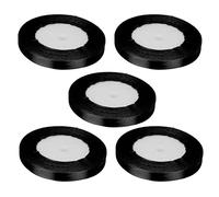 TZOXTLH 5PCS Satin Ribbon 1cm Wide 22m Long Wedding Decoration for Packaging Cake Baking Candy Box (39# Black)