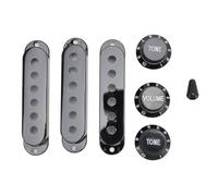 TZOXTLH Guitar Pickup Cover Knob Set 6 Hole Single Coil 2 Tone 1 Volume Switch Tip Replacement Parts for Fender Black