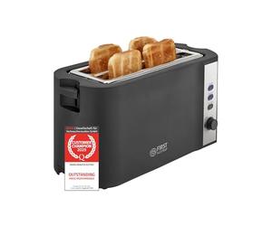 TZS First Austria 4 Slice Toaster 1500W - Long Slots for Bagels & Crumpets - 6 Browning Levels, Auto Bread Centring - Bun Warmer & High-Lift - Defrost & Reheat