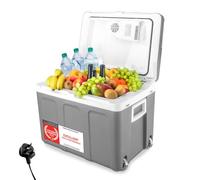 TZS First Austria - 40L Electric Cool Box with Wheels - Trolley Function - 12V/230V for Car & Mains - Cooling & Warming - Quiet Thermoelectric System - Grey