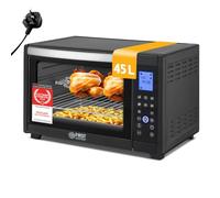 TZS First Austria 45L Digital Mini Oven - Professional Countertop Cooker - 2000W Convection & Rotisserie - 8 Presets - Premium Non-Stick Coating - Black